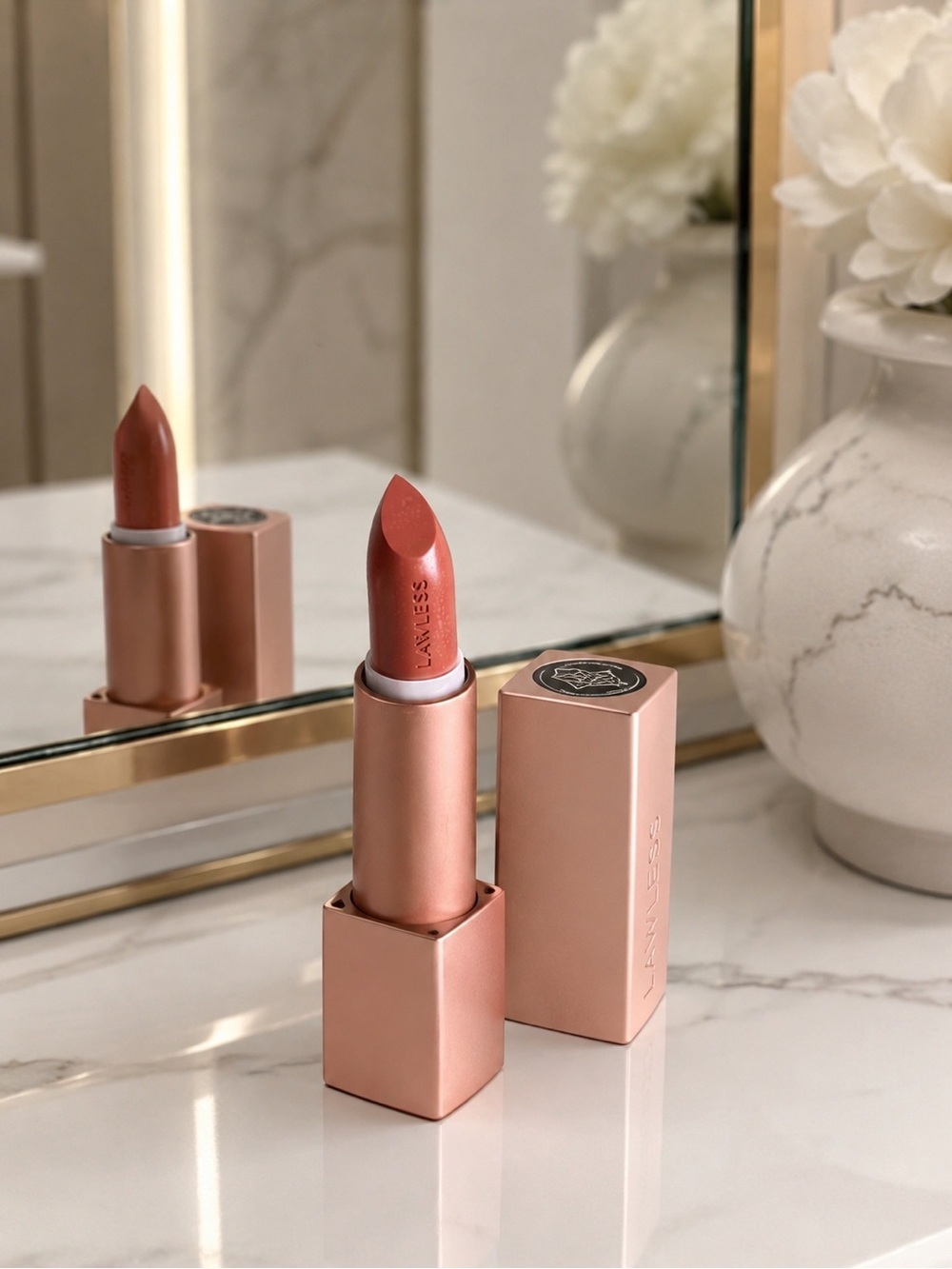 Lawless Lip Plumping Line Smoothing Satin Cream Lipstick in Cookie - BNIB